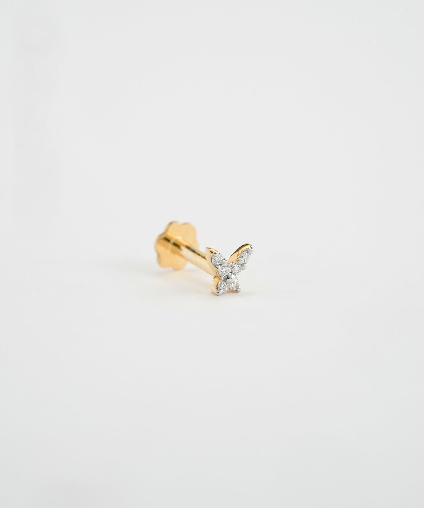 18KT Gold Nose Pin (Earstud) - SKU#NPES18KTZD044