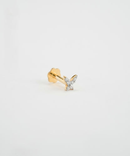 18KT Gold Nose Pin (Earstud) - SKU#NPES18KTZD044