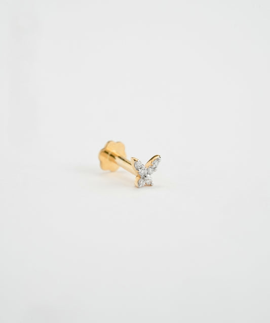 18KT Gold Nose Pin (Earstud) - SKU#NPES18KTZD044
