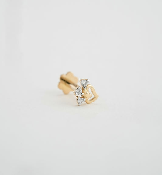 18KT Gold Nose Pin (Earstud) - SKU#NPES18KTZD040