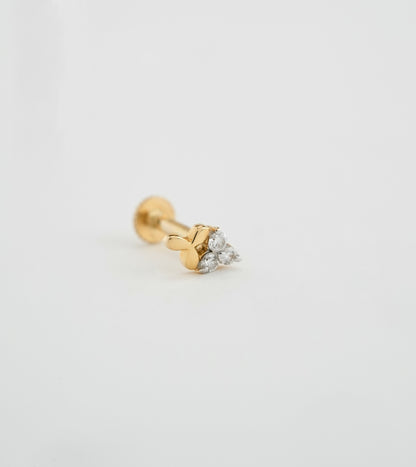 18KT Gold Nose Pin (Earstud) - SKU#NP18KTZD026