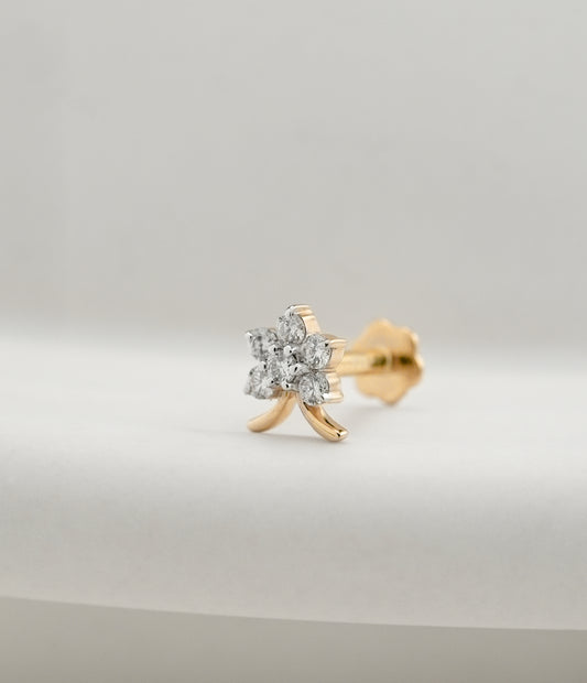 18KT Gold Nose Pin (Earstud) - SKU#NP18KTZD084