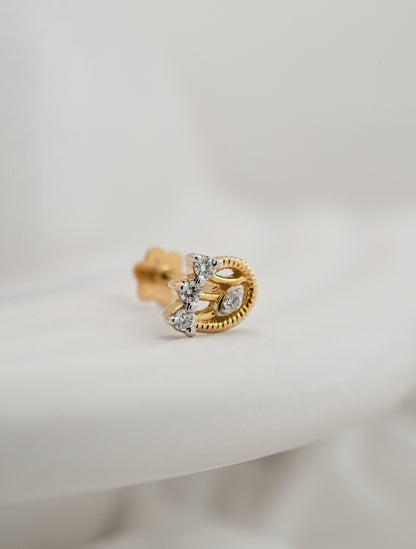 18KT Gold Nose Pin (Earstud) - SKU#NP18KTZD083