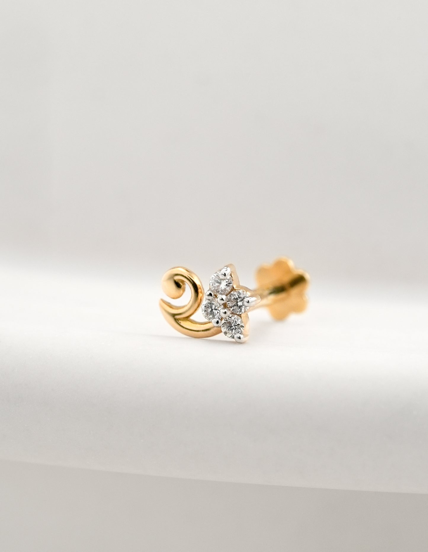 18KT Gold Nose Pin (Earstud) - SKU#NP18KTZD080