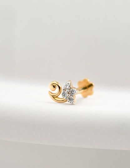 18KT Gold Nose Pin (Earstud) - SKU#NP18KTZD080