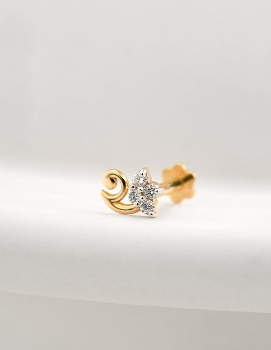 18KT Gold Nose Pin (Earstud) - SKU#NP18KTZD080
