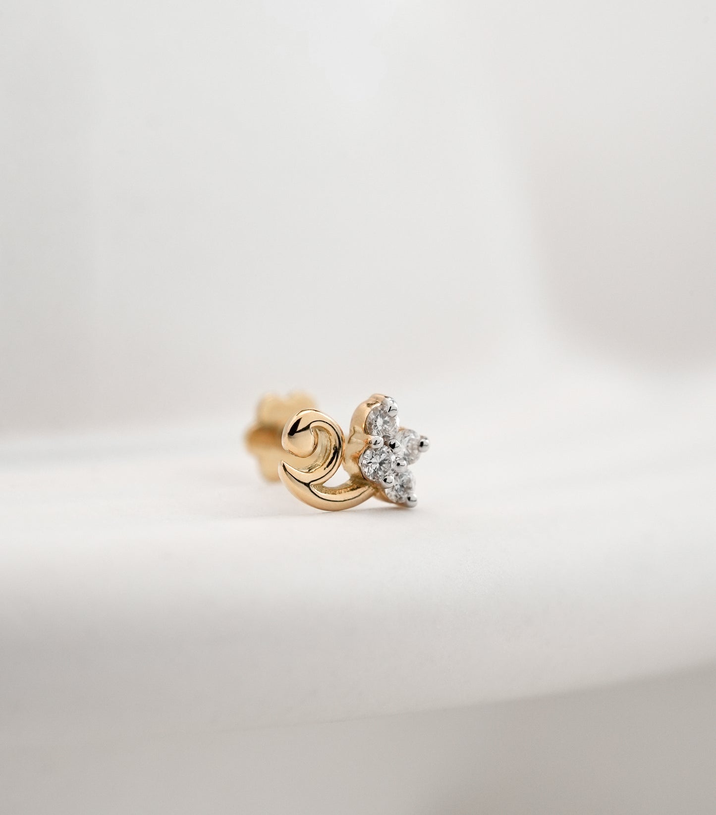 18KT Gold Nose Pin (Earstud) - SKU#NP18KTZD080