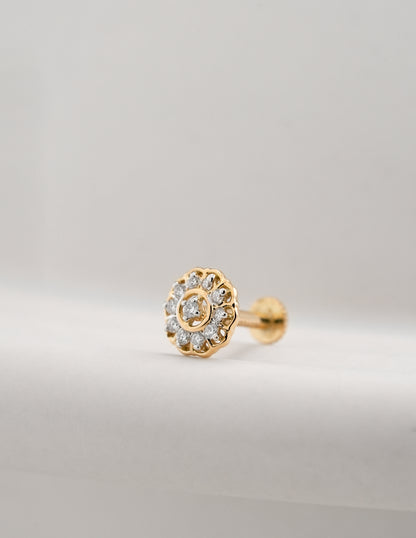 18KT Gold Nose Pin (Ear stud) - SKU#NPES18KTZD077