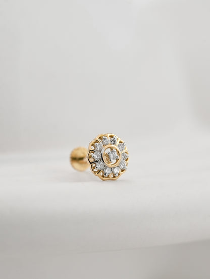 18KT Gold Nose Pin (Ear stud) - SKU#NPES18KTZD077