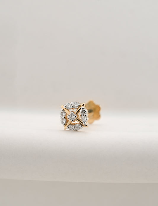 18KT Gold Nose Pin (Earstud) - SKU#NP18KTZD075