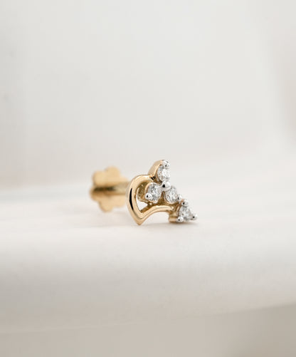 18KT Gold Nose Pin (Earstud) - SKU#NP18KTZD072