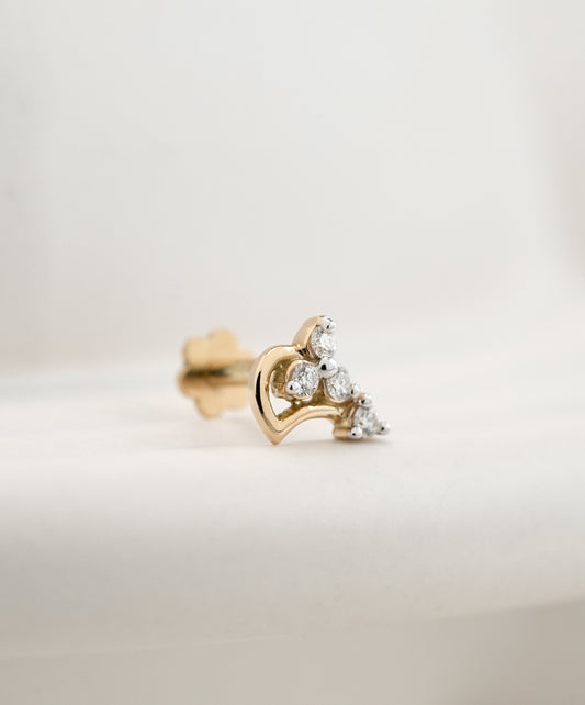18KT Gold Nose Pin (Earstud) - SKU#NP18KTZD072