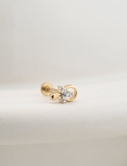 18KT Gold Nose Pin ( Earstud) - SKU#NP18KTZD071