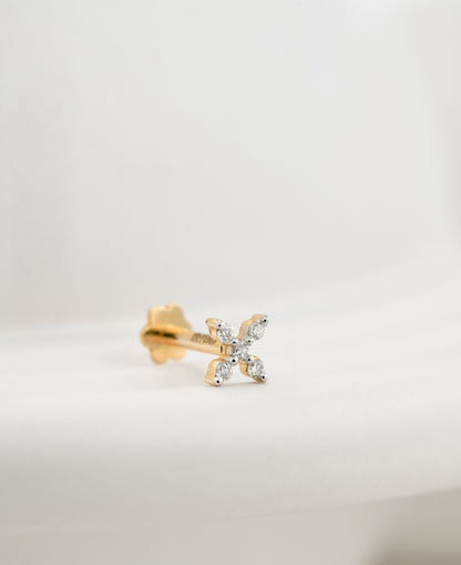 18KT Gold Nose Pin (Earstud) - SKU#NP18KTZD070