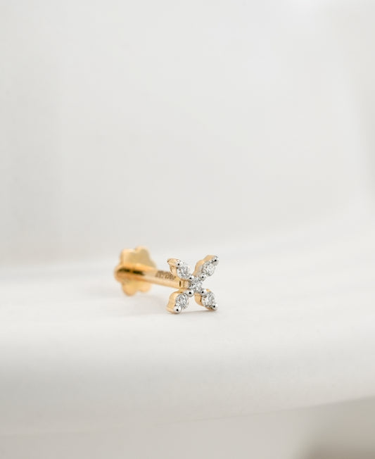 18KT Gold Nose Pin (Earstud) - SKU#NP18KTZD070