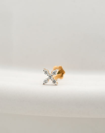 18KT Gold Nose Pin (Earstud) - SKU#NP18KTZD070