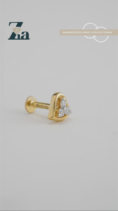 18KT Gold Nose Pin (Earstud) - SKU#NP18KTZD057