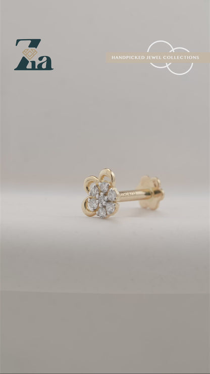 18KT Gold Nose Pin (Earstud) - SKU#NPES18KTZD079