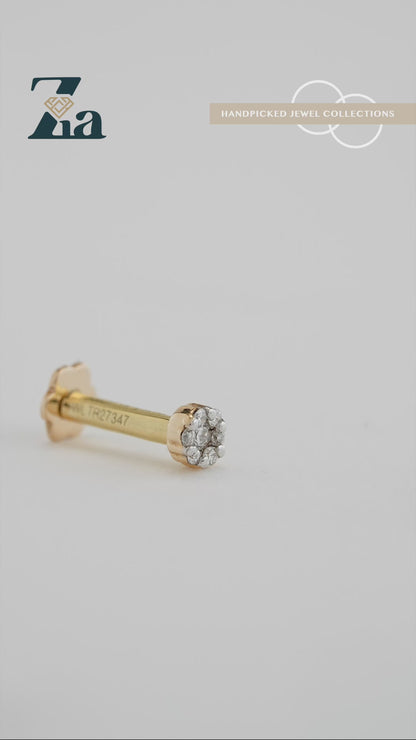 18KT Gold Nose Pin (Earstud) - SKU#NPES18KTZD035
