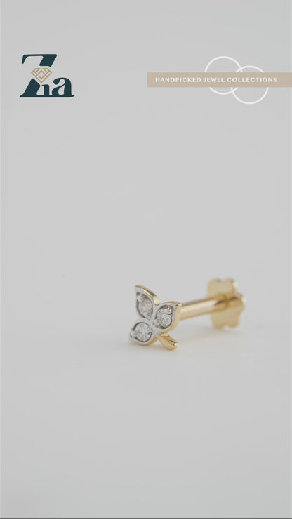 18KT Gold Nose Pin (Earstud) - SKU#NPES18KTZD041