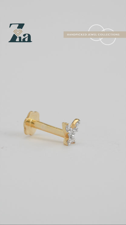 18KT Gold Nose Pin (Earstud) - SKU#NPES18KTZD044