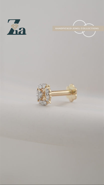 18KT Gold Nose Pin (Earstud) - SKU#NP18KTZD075