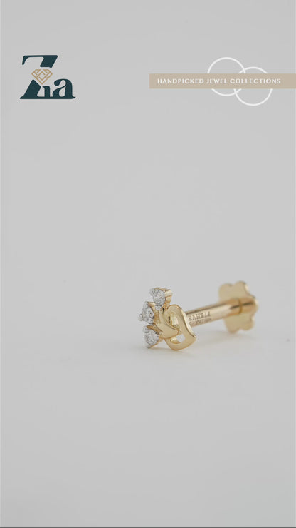 18KT Gold Nose Pin (Earstud) - SKU#NPES18KTZD040