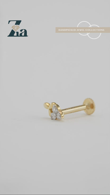 18KT Gold Nose Pin (Earstud) - SKU#NP18KTZD026