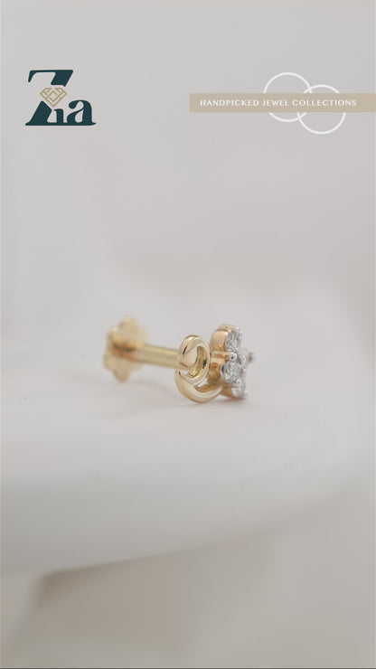 18KT Gold Nose Pin (Earstud) - SKU#NP18KTZD080