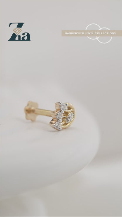 18KT Gold Nose Pin (Earstud) - SKU#NP18KTZD083