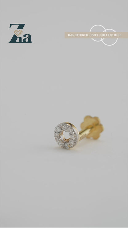 18KT Gold Nose Pin (Earstud) - SKU#NPES18KTZD033