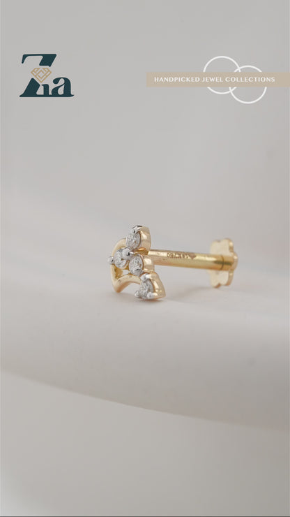 18KT Gold Nose Pin (Earstud) - SKU#NP18KTZD072