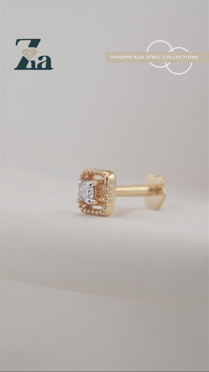 18KT Gold Nose Pin (Earstud) - SKU#NP18KTZD073