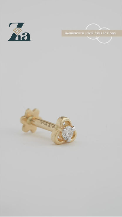 18KT Gold Nose Pin (Earstud) - SKU#NPES18KTZD037