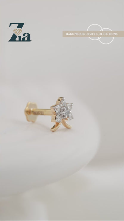 18KT Gold Nose Pin (Earstud) - SKU#NP18KTZD084