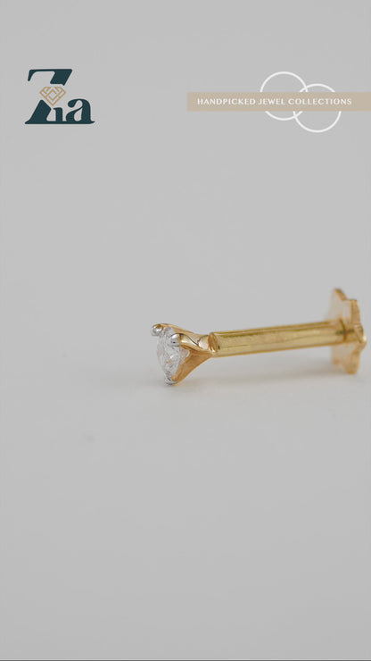 18KT Gold Nose Pin (Earstud) - SKU#NP18KTZD061