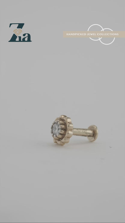 18KT Gold Nose Pin (Earstud) - SKU#NPES18KTZD039