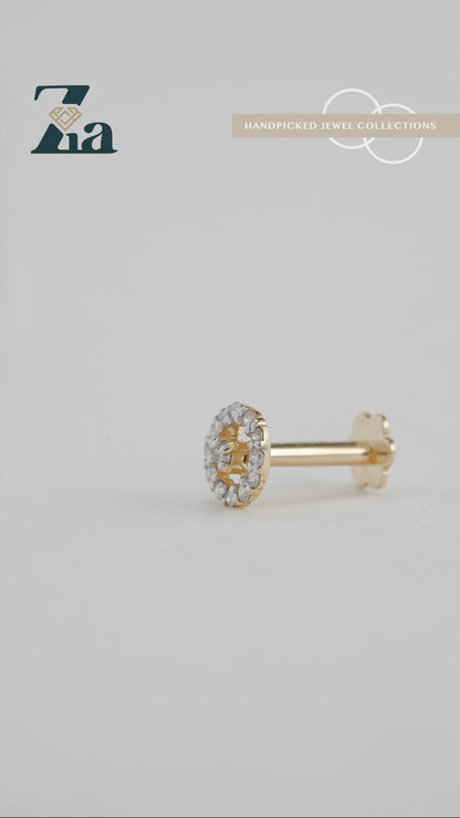 18KT Gold Nose Pin (Earstud) - SKU#NPES18KTZD042