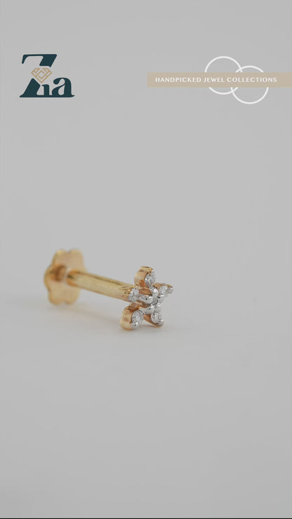 18KT Gold Nose pin (Earstud) - SKU#NP18KTZD029