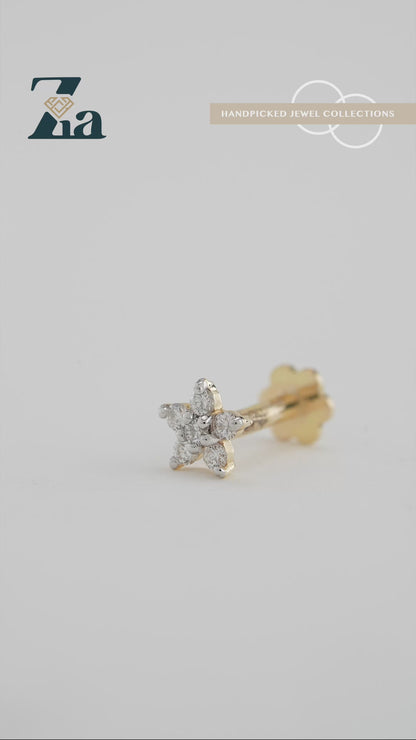 18KT Gold Nose Pin (Earstud) - SKU#NPES18KTZD036