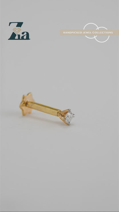 18KT Gold Nose Pin (Earstud) - SKU#NP18KTZD058
