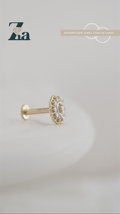 18KT Gold Nose Pin (Ear stud) - SKU#NPES18KTZD077