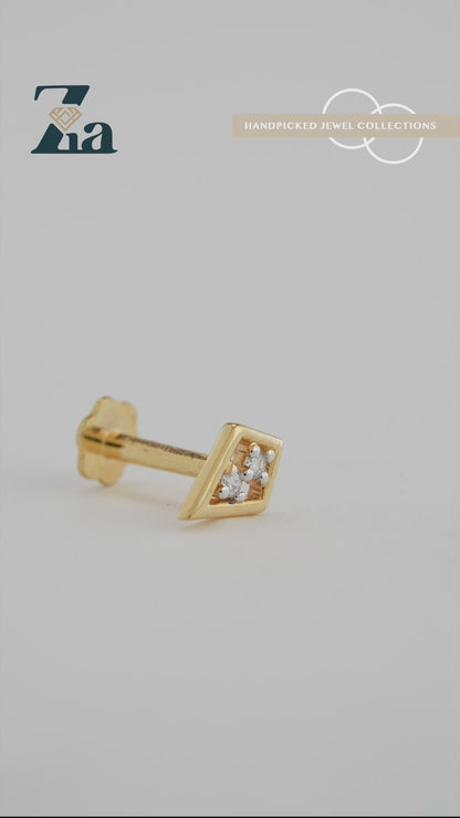 18KT Gold Nose Pin (Earstud) - SKU#NPES18KTZD034