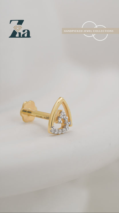 18KT Gold Nose Pin (Earstud) - SKU#NP18KTZD086