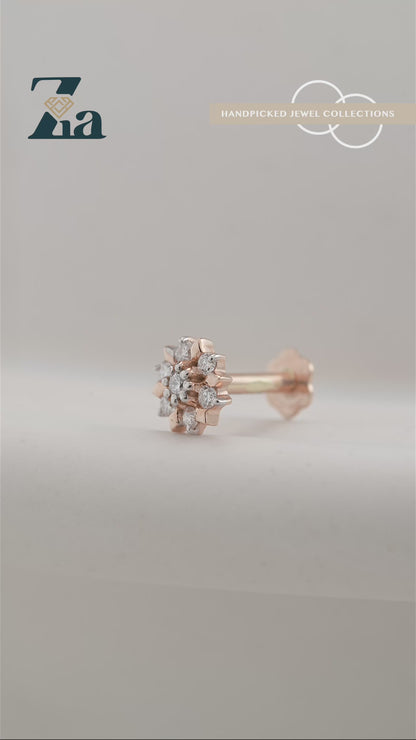 18KT Gold Nose Pin (Earstud) - SKU#NPES18KTZD078