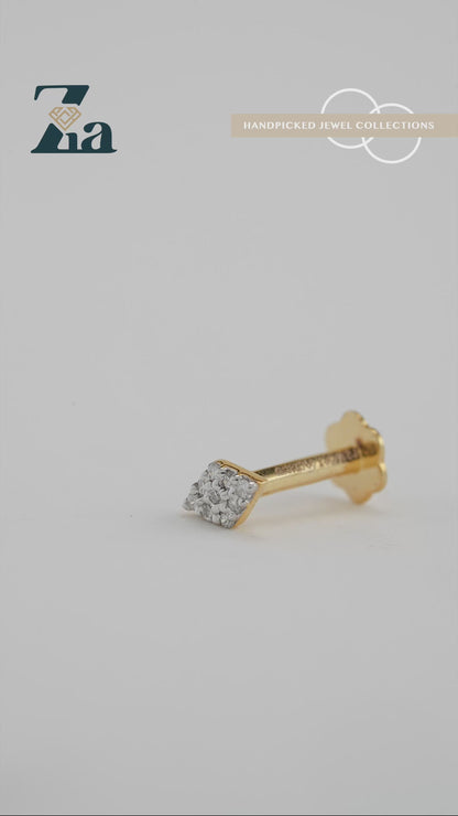 18KT Gold Nose Pin (Earstud) - SKU#NPES18KTZD031