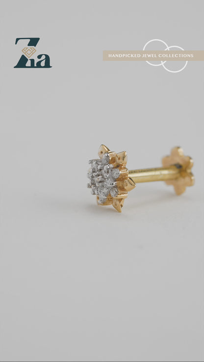 18KT Gold Nose Pin (Earstud) - SKU#NPES18KTZD059