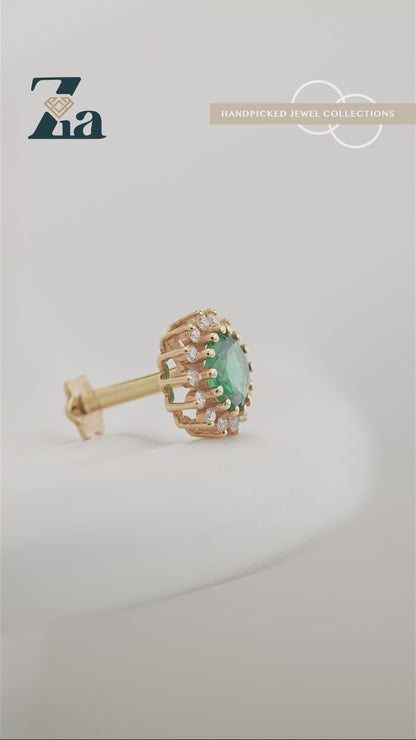 18KT Gold Nose Pin (Earstud) - SKU#ER18KTZD018