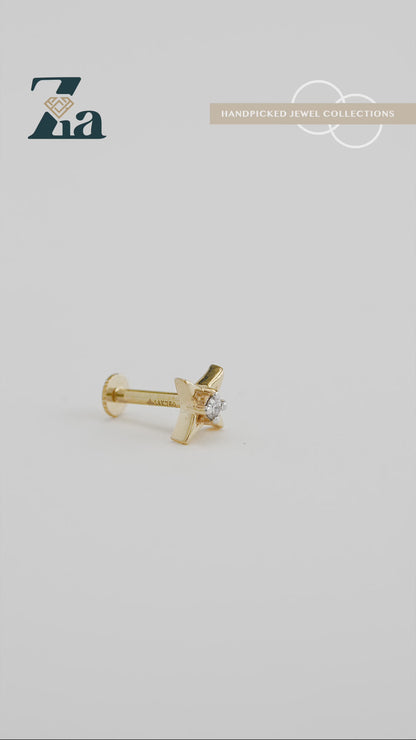 18KT Gold Nose Pin (Earstud) - SKU#NP18KTZD062