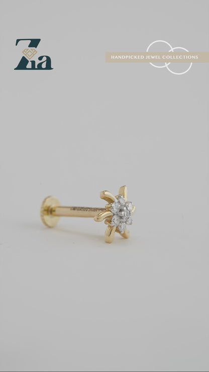 18KT Gold Nose Pin (Earstud) - SKU#NPES18KTZD032